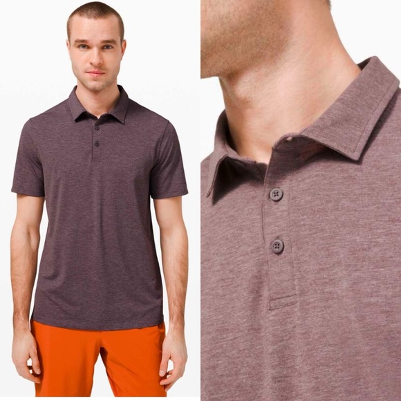 lululemon Men’s Evolution Short Sleeve Polo Heathered Purple Taupe Large - Picture 16 of 16